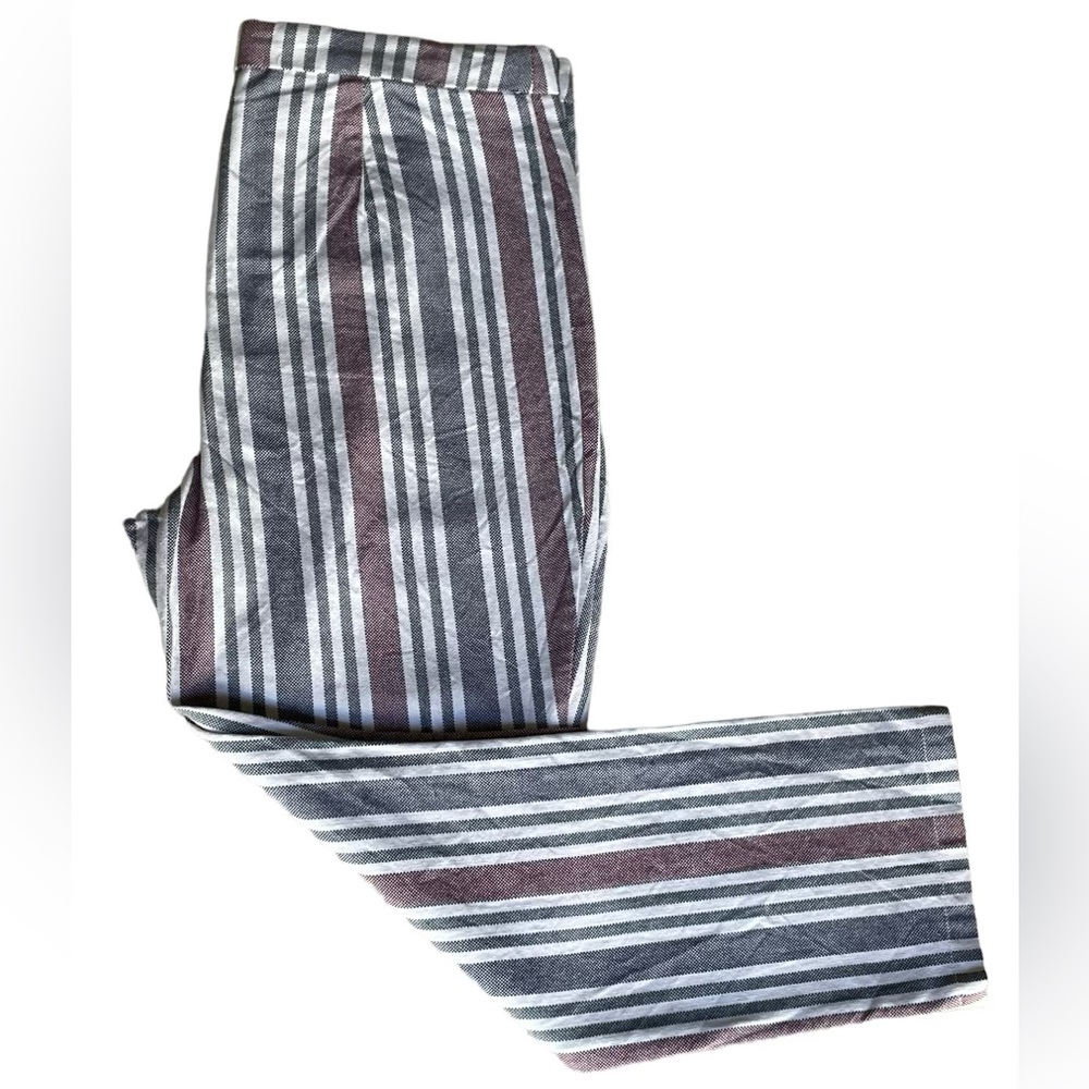 Free People Women’s 10 Trouser Pants Red White Blue Striped High Rise Cropped